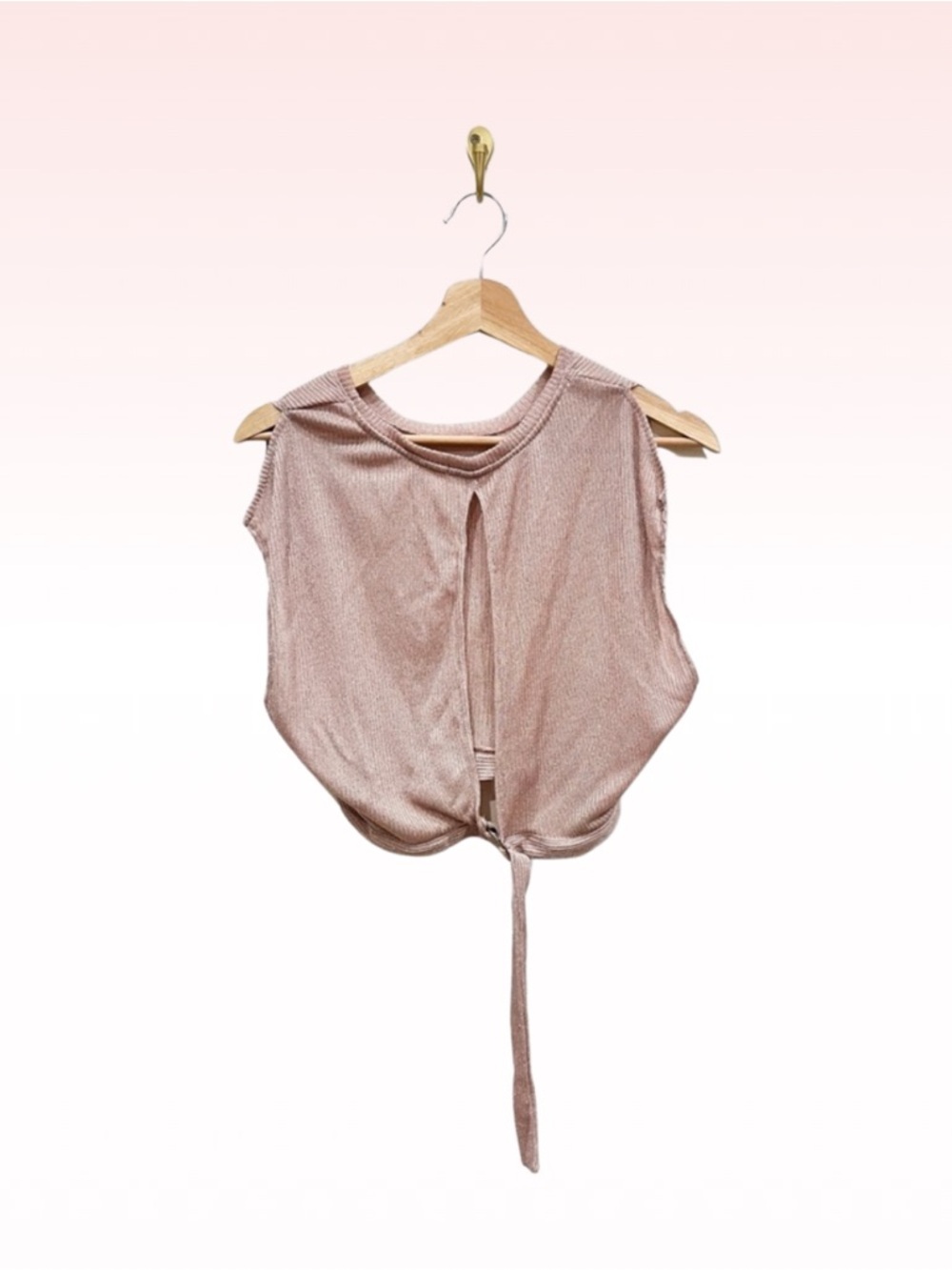 BERSHKA Metallic Pink Glitter Mesh Top (Sz M) - Picture 2 of 4